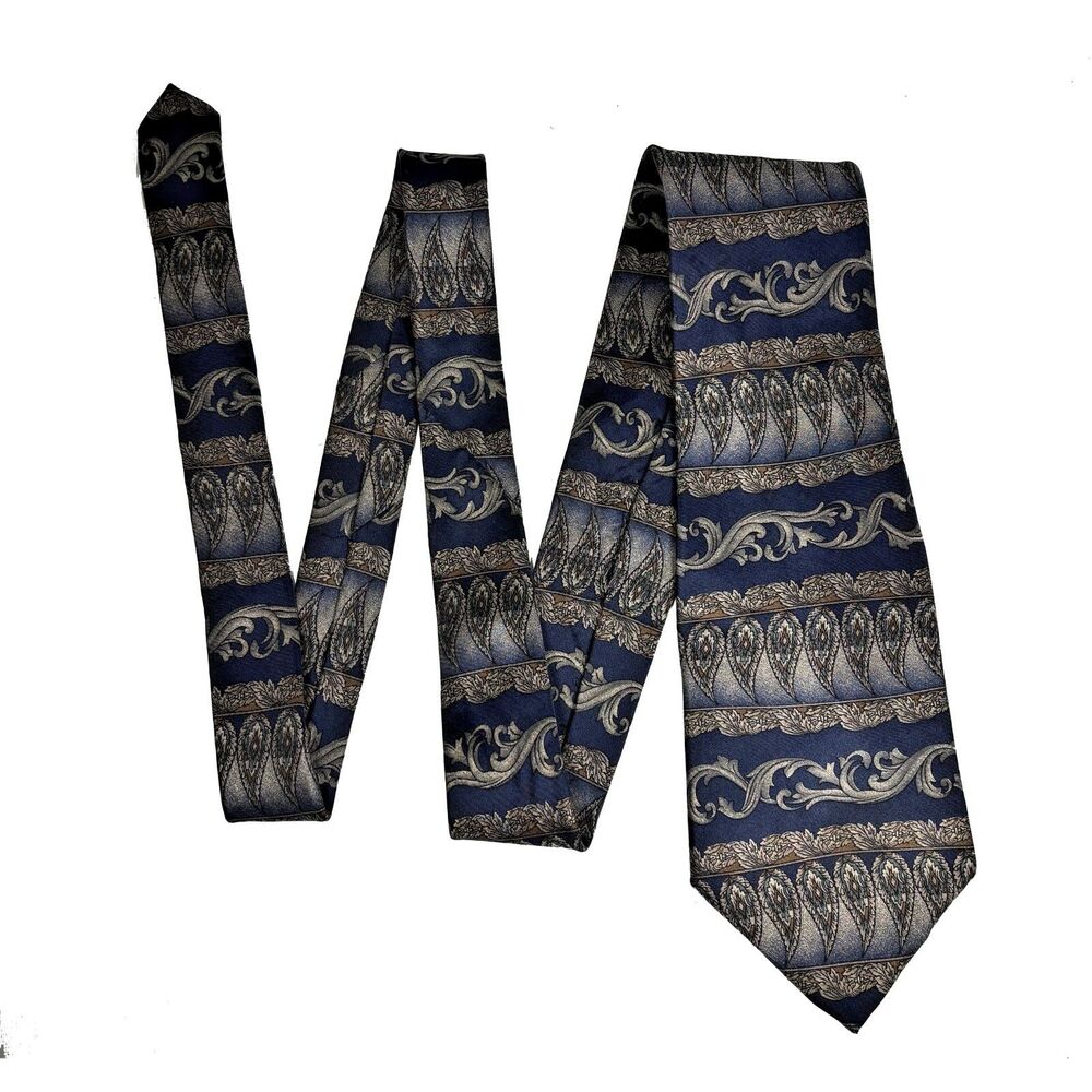 Zylos George Machado Mens Italian Silk Tie Paisley Formal Business Career Preppy